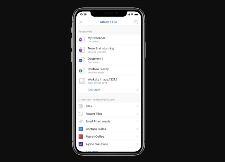 Outlook iOS版更新：轻松共享最近使用的文件