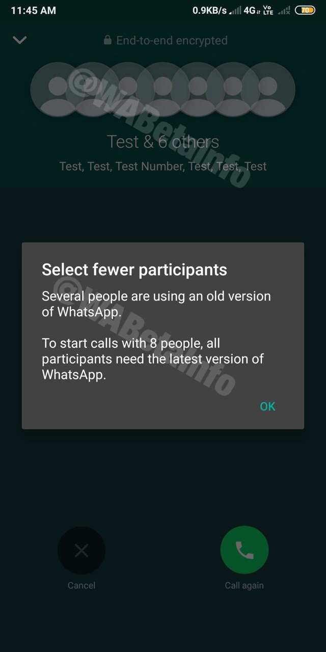 WhatsApp安卓版beta v2.20.141发布：群组通话升至8人